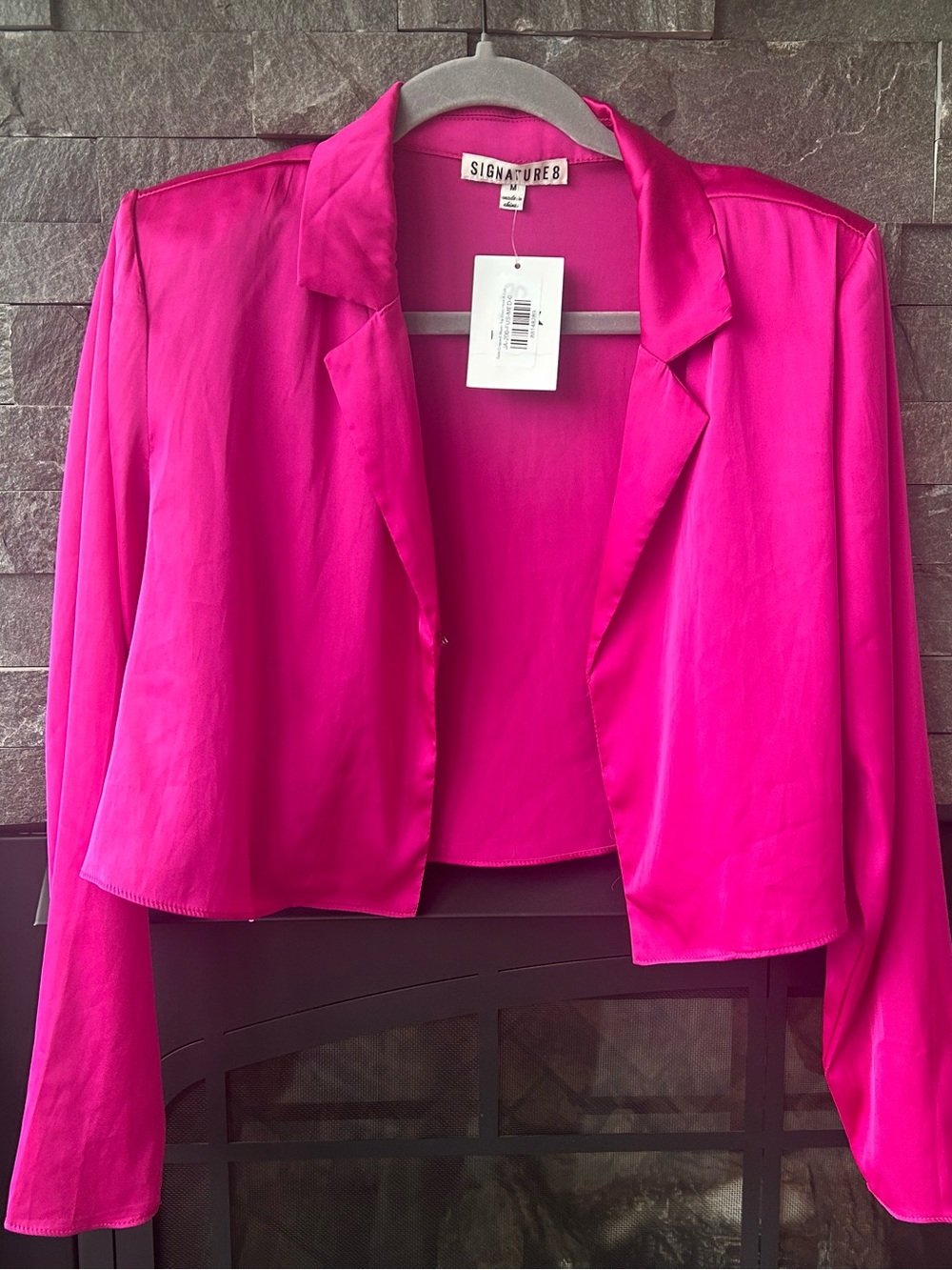 Signature8 Hot Pink Satin Cropped Blazer